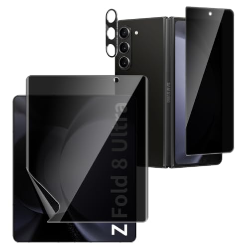 [1 Set] for Samsung Galaxy Z Fold 8 Ultra Privacy Screen Protector, Inner Anti-Spy Screen TPU Flexible Film + Back Privacy Glass Screen Protector Tempered Glass + Camera Lens Protector, Case Friendly - size: Galaxy Z Fold 8 Ultra