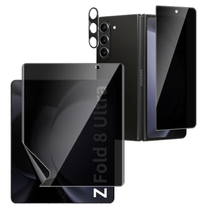 [1 Set] for Samsung Galaxy Z Fold 8 Ultra Privacy Screen Protector, Inner Anti-Spy Screen TPU Flexible Film + Back Privacy Glass Screen Protector Tempered Glass + Camera Lens Protector, Case Friendly - size: Galaxy Z Fold 8 Ultra