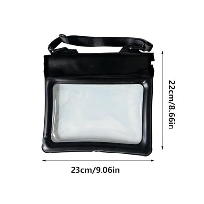Waterproof Phone Pouch Bag Touchscreen Dry Bag For Swimming | PVC, 23×22cm, adjustable strap, waterproof touchscreen design for swimming, beach, kayaking and rafting. - color: Black