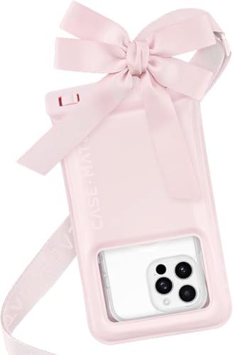 Case-Mate IP68 Waterproof Large Phone Pouch with Bow Design - Ballet Pink | Touchscreen Floating Waterproof Phone Case with Crossbody Lanyard - Fits All Phones - Beach Cruise Ship Travel Essentials - color: Ballet Pink