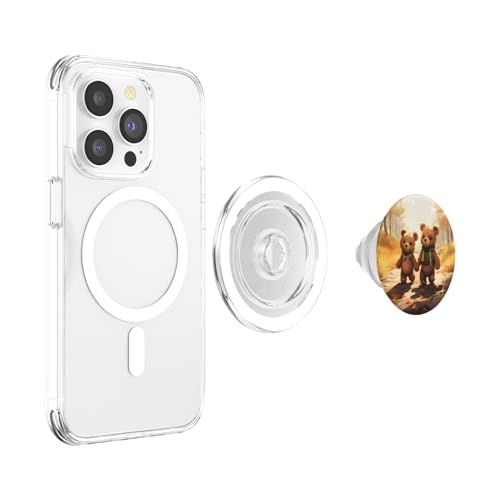 Teddy Bears Walking in Autumn Forest Holding Hands PopSockets PopGrip for MagSafe - style: Magnetic PopGrip