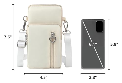Small Crossbody Bag for Women - Mini Phone Purses with Crossbody Strap and Wallet - Nylon Arm Bag - color: A-off-white