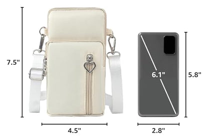 Small Crossbody Bag for Women - Mini Phone Purses with Crossbody Strap and Wallet - Nylon Arm Bag - color: A-off-white
