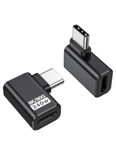 CableCreation Right Angle USB C Adapter 2 Pack, USB C Adapter 80Gbps 240W - style: Right Angle