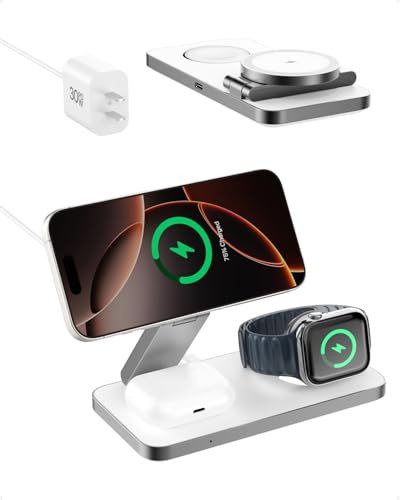 Qi2 3 in 1 Wireless Charging Station with Magnetic Charger for iPhone 16 Pro/16/16 Pro Max/15 Pro/15/15 Pro Max, for Apple Watch 9/Ultra 2/SE/8/7/6/5/4/3/2, for AirPods Pro/Pro 2/3 (whire) - color: white