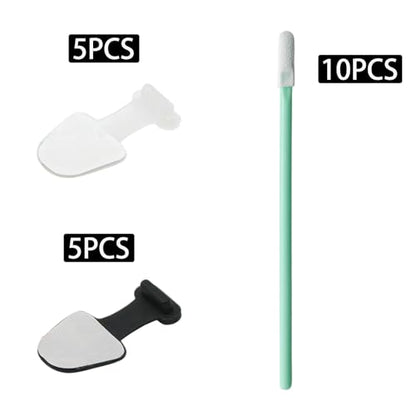 10 Pcs Anti Dust Plugs with 10 Pcs Charger Port Cleaners, Black/Translucent Self-Adhesive Silicone Dust Cover for All Lightning Ports