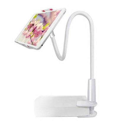 ZJchao White Bedside Phone Mount with Ultra Flexible Gooseneck 360 Clamp Stand for Desk Bed Non Slip Cell Holder Compatible - color: White