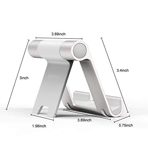Amazon Basics Multi-Angle Portable Foldable Stand for Tablets, E-Readers and Phones, Non-Slip Desktop Holder for iPads, iPhones, Kindles, Hands-Free Viewing - Silver - color: Silver