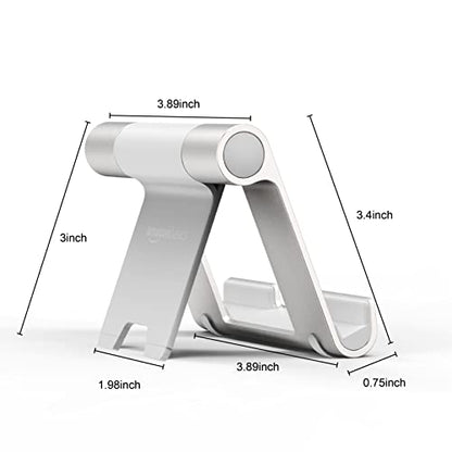 Amazon Basics Multi-Angle Portable Foldable Stand for Tablets, E-Readers and Phones, Non-Slip Desktop Holder for iPads, iPhones, Kindles, Hands-Free Viewing - Silver - color: Silver