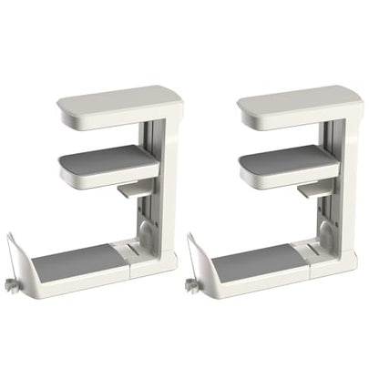 Headphone Hook - Adjustable Clamp-on Headphone Holder (White_2 Pack) - color: White_2 Pack