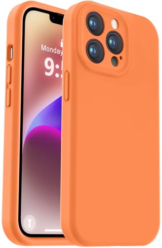Vooii Compatible with iPhone 13 Pro Case, Liquid Silicone Upgrade [Camera Protection] [Soft Anti-Scratch Microfiber Lining] Shockproof Phone Case for iPhone 13 Pro 6.1 inch - Bright Orange - color: Bright Orange, size: iPhone 13 Pro