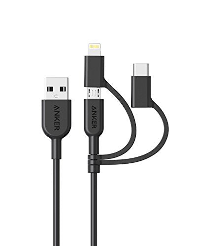 Anker Powerline II 3-in-1 Lightning, USB C, Micro USB Cable - color: Black
