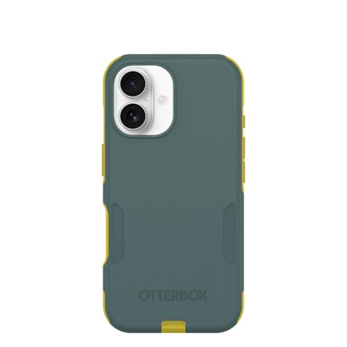 OtterBox iPhone 16 (Only) - Commuter Series MagSafe Case - Ocean Sunrise (Green & Yellow) - Built-in Magnets - Slim & Tough - Pocket-Friendly - with Port Protection - color: Green & Yellow, style: iPhone 16