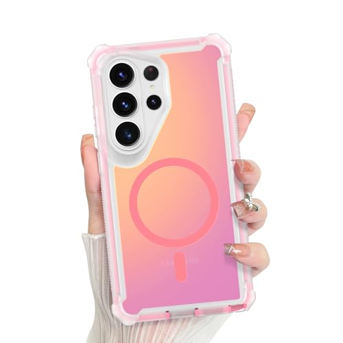 Bonoma for Samsung Galaxy S26 Ultra Case Iridescent Crystal Back -Pink | Magnetic Support for MagSafe Shockproof Cover, and Corner High-Duty Protection for Girls Women - color: Iridescent-Pink, size: Samsung Galaxy S26 Ultra