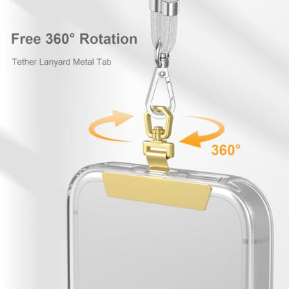 6PK 360°Rotate Phone Tether Tab &Stainless Steel Phone Lanyard Tab