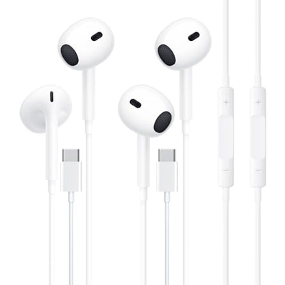 2 Packs USB C Headphones,Earphones Wired Earbuds Noise Canceling in-Ear