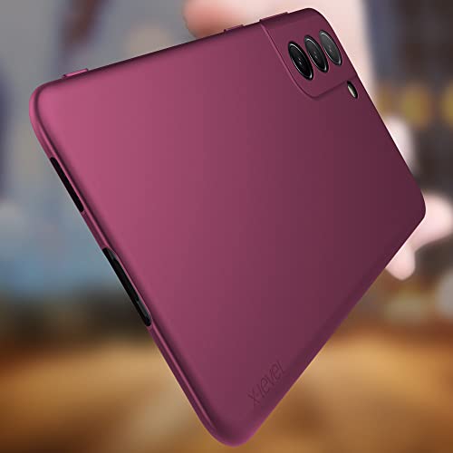 X-level for Samsung Galaxy S21+ Plus Case Super Thin Slim Fit Soft Flexible TPU [Guardian Series] S21 Plus Phone Back Cover Light Protective Matte Finish Coating for S21+ Plus-Camera Lens Updated - color: Wine red [Camera Protection Updated]