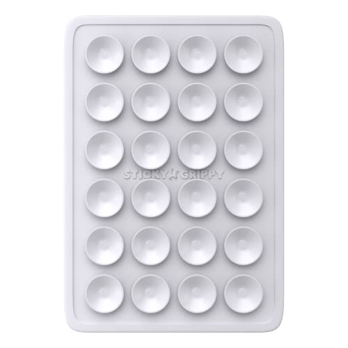 StickyGrippy Suction Phone Case Mount, Silicon Adhesive Phone Accessory for iPhone and Android, Hands-Free Fidget Toy Mirror Shower Phone Holder, Tiktok Videos and Selfies (White) - color: White