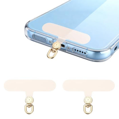 uxcell Rotating Phone Lanyard Tab Ultra-Thin No-Adhesive Phone Tether Patch - color: Gold Dial, Beige Patch