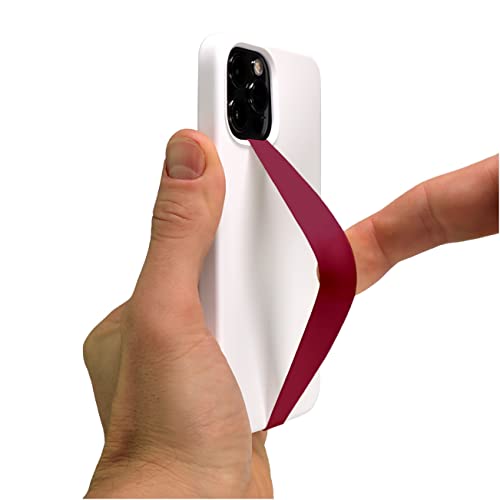 Silicone Elastic Phone Grip Strap - Slim, Light & Discreet Phone Holder, Secure Hand Grip - color: Silicone: Burgundy