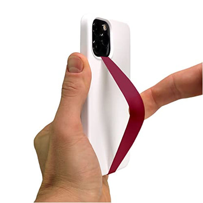 Silicone Elastic Phone Grip Strap - Slim, Light & Discreet Phone Holder, Secure Hand Grip - color: Silicone: Burgundy