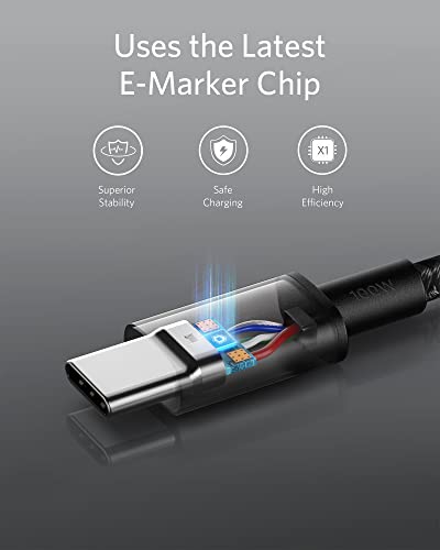 Anker USB C to USB C Cable, 100W Fast Charging Cable(2-Pack, 3.3 ft, Black) - color: Black, size: 3ft