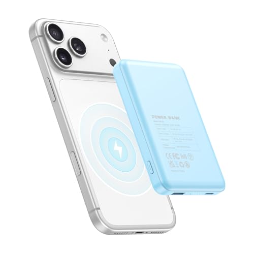 for Magsafe Battery Pack 12000mAh Magnetic Power Bank Portable Charger USB C 20W Fast Charging Wireless Charger Travel Essential for iPhone 17/6/15/14/13/12 Series Sierra Blue - color: Sierra Blue