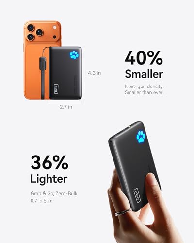 INIU 10000mAh 45W Fast Charging Portable Charger, Smaller Travel Power Bank - color: Black