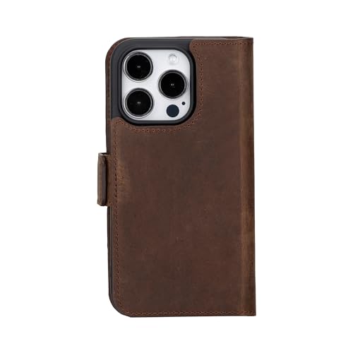 Bayelon Leather Wallet Cas for iPhone 15 Pro - Flip Cover Card Holder, iPhone 15 Pro Wallet Case, Folio Case, Kickstand, MagSafe Compatible Wallet RFID Blocking (Dark Brown) - color: Dark Brown, size: iPhone 15 Pro