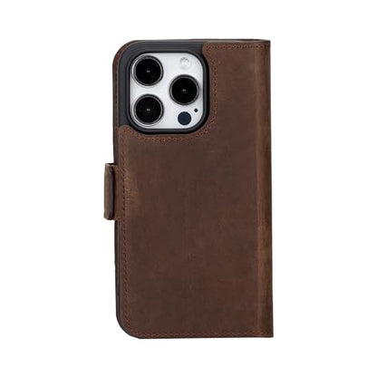Bayelon Leather Wallet Cas for iPhone 15 Pro - Flip Cover Card Holder, iPhone 15 Pro Wallet Case, Folio Case, Kickstand, MagSafe Compatible Wallet RFID Blocking (Dark Brown) - color: Dark Brown, size: iPhone 15 Pro