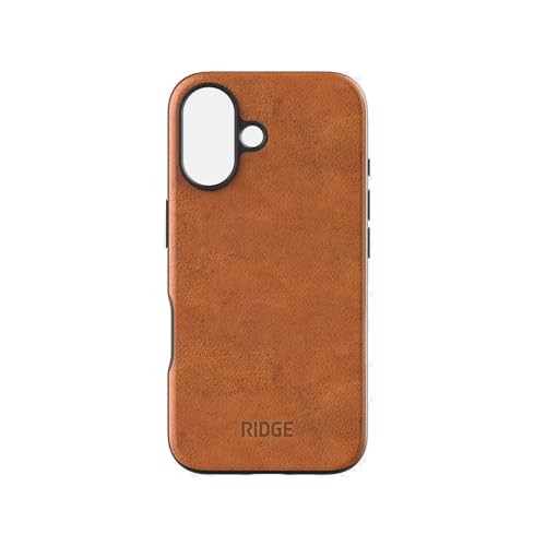 Ridge Case Compatible with iPhone 16 - Compatible with MAGSAFE & Wireless Charging, Aluminum Control Buttons, Dual-Layer Construction, TPU Bumper with Drop Protection (Tobacco Brown) - color: Tobacco Brown, size: iPhone 16