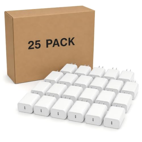 iGENJUN 25Pack USB C Charger Block 20W for Phone Fast Charger Wall Charger - color: Pure white