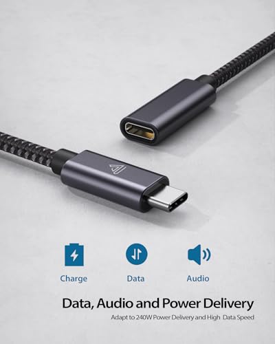Faracent USB C Extension Cable (20Gbps/240W/3.3Ft), 4K@60Hz USB 3.2 - color: Grey, size: 3.3ft*1