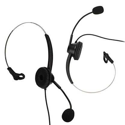 Telephone Headphone Noise Cancelling Single Ear Wired Headset with Mic Mute, 3.5mm Elbow Plug Business Call Center Headset for Office Customer Service