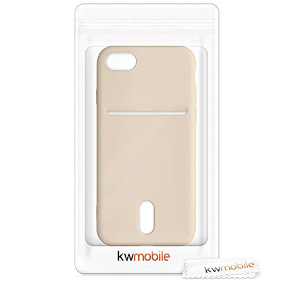 kwmobile Case Compatible with Apple iPhone SE (2022) / iPhone SE (2020) / iPhone 8 / iPhone 7 - Soft TPU Phone Cover with Card Holder and Silicone Finish - Mother of Pearl - color: mother of pearl