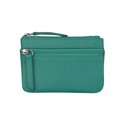 ili New York Leather Mini Compact Coin Purse - Aqua - color: Aqua