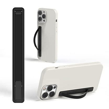 SleekStrip SleekGrip-Essential Ultra Thin Phone Grip Stand,Slim Metal Finger Loop Ring Hand Holder Strap Cell Phone Grips for iPhone 16 Pro Max,17 Air,Android,Case Back - Black x Jet Black - color: Matte Black x Jet Black