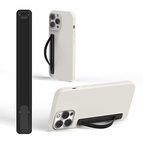 SleekStrip SleekGrip-Essential Ultra Thin Phone Grip Stand,Slim Metal Finger Loop Ring Hand Holder Strap Cell Phone Grips for iPhone 16 Pro Max,17 Air,Android,Case Back - Black x Jet Black - color: Matte Black x Jet Black