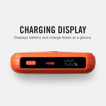 Ridge 20W Magnetic Power Bank Battery Pack 10,000mAh - Fast Charging - Portable Charger Flight-Safe Travel Powerbank - Built-in Cables & Magnetic Attachment (Basecamp Orange) - color: Basecamp Orange