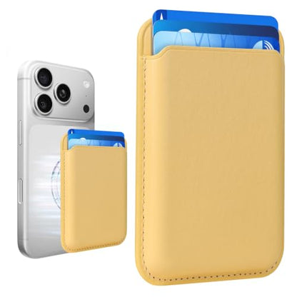 Magnetic Wallet Cell Phone Card Holder for Phone Case with Mag-Safe - color: Cream Yellow, size: 1 Pack