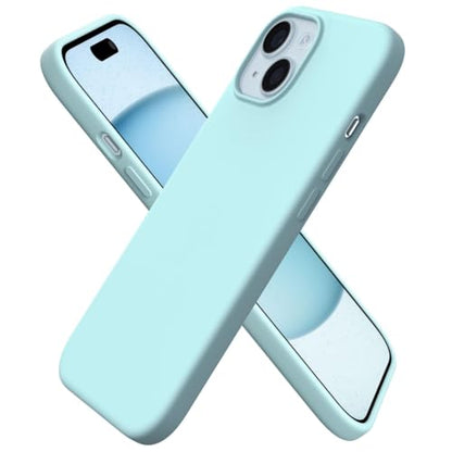 ORNARTO Compatible with iPhone 15 Case 6.1, Slim Liquid Silicone 3 Layers Full Covered Soft Gel Rubber Phone Case, Anti-Scratch Shockproof Protective Cover 6.1 Inch, Fresh Mint - color: Fresh Mint