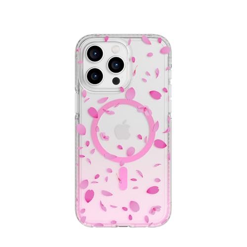Tech21 FlexQuartz Phone case for iPhone 15 Pro Max - Compatible with MagSafe - 15x Military Standard Protection - Cherry Blossom Design - color: Pink, size: iPhone 15 Pro Max