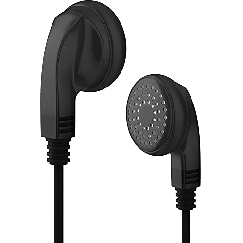 Maeline Bulk Earphones with 3.5 mm Headphone Plug - 100 Pack Wholesale Bundle - Black - color: Black, size: 100 Pack