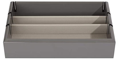 OYOBox Tech Tray Luxury Personal Electronics Organizer, Designer Lacquered Wood Stand Display Stores + Charges Multiple Devices Including: Tablets, iPhone + iPad and Smart Watches, Royal Grey