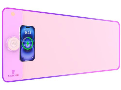TARKARI 15W Magnetic Wireless Charging RGB Mouse Pad, 800x300mm Pink - color: Pink