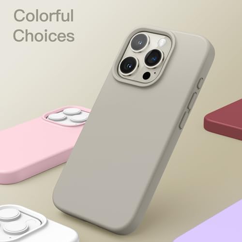 JETech Silicone Case for iPhone 15 Pro, Natural Titanium | Silky Soft Touch, Shockproof Protection, Scratch Resistant, Microfiber Lining - color: Natural Titanium, size: iPhone 15 Pro