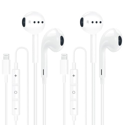 [MFi Certified] iPhone Wired Headphones Apple MFi Certified Lightning Earbuds with Built-in Mic & Volume Control, HiFi Stereo Noise Reduction Earphones Compatible with iPhone 14 13 12 11 Pro Max X XS