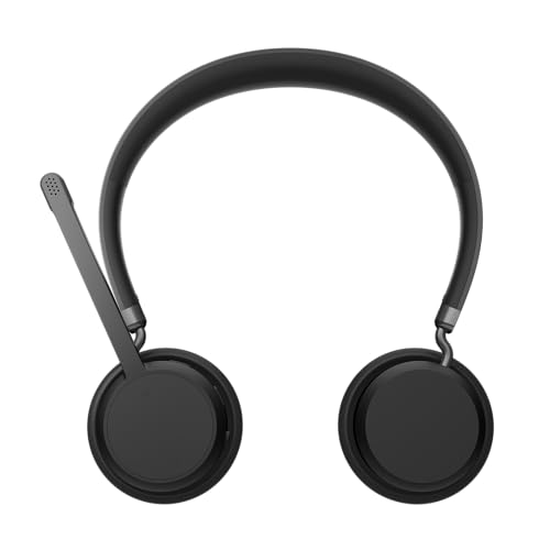 Lenovo Wireless Stereo Headset, Noise Cancelling Mic, Bluetooth 5.3 Multipoint, 31-Hour Talk & 60-Hour Playback, Lightweight 138g, Replaceable Earcups Over-Ear Comfort, Gaming, Office, & PC Use - style: Wireless - ENC