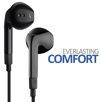 LUDOS FEROX 2 Pack Wired Earbuds in-Ear Headphones, 5 Year Warranty, Earphones with Microphone, Noise Isolation for 3.5mm Jack Ear Buds for iPhone, Samsung, Computer, Laptop, Kids, School Students - color: Black