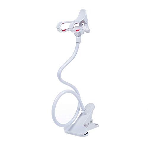 ITART Cell Phone Holder,Universal Bedside Phone Stand,Lazy Bracket,Flexible Long Arms Clip Mount for iPhone X Samsung Galaxy in Bedroom Office Desk-White - color: White